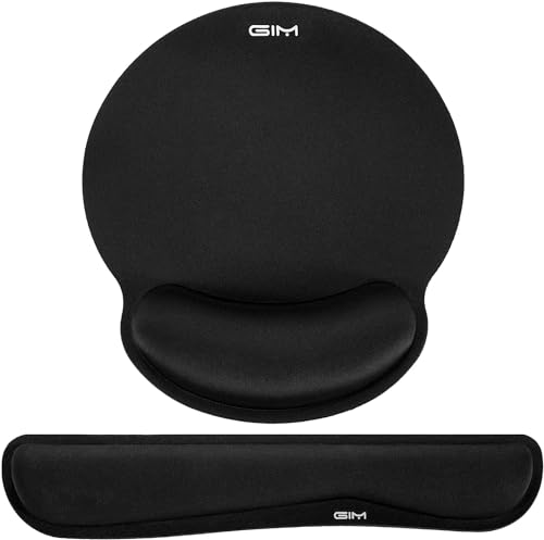 ICETEK Keyboard and Mouse Mat Set, Ergonomic Gel Filled Mouse Pad with Wrist Cushion Support with Memory Foam for Computer and Laptop (S-01)