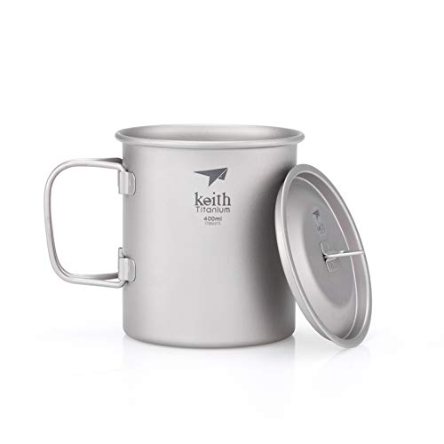 Keith Titanium Mug - with Lid - Foldable Handle TI3211 400 Ml
