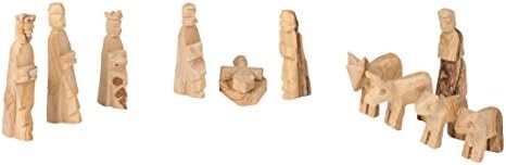 11 Pc Handcarved Olive Wood Nativities from Around the World - Holy Land