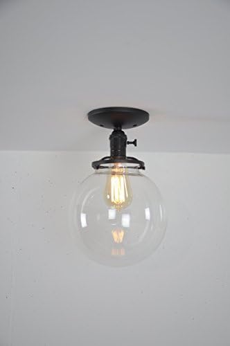 8 Inch Globe Ceiling Mounted Light Fixture, Semi Flush Mount, Matte Black