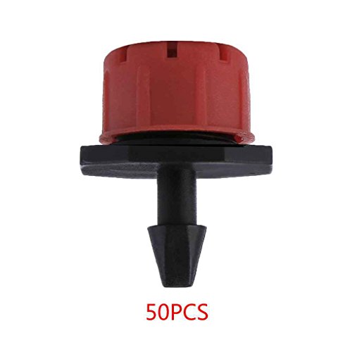 50Pcs Gardening Micro Flow Drip Head 1/4 Inch Barb Adjustable Irrigation Drippers Sprinklers Emitter Drip MuLuo