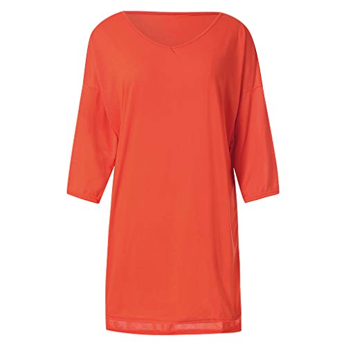 Ximandi Womens V Neck Feminino Vesti Caftan Boho Beach Cover Plus Size Ladies Baggy Dress Orange,XXXL