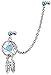 Pierced Owl 16GA Surgical Steel Chain Linked Gemmed Double Cartilage Barbells with Dangling Dream Catcher Charm (Aqua)