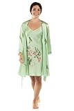 TexereSilk Silk Nightgown Robe Set (Celadon Green, Medium) Beautiful Gifts for Mom Sister Wife Girlfriend Daughter Fiancee WS0602-CDN-M