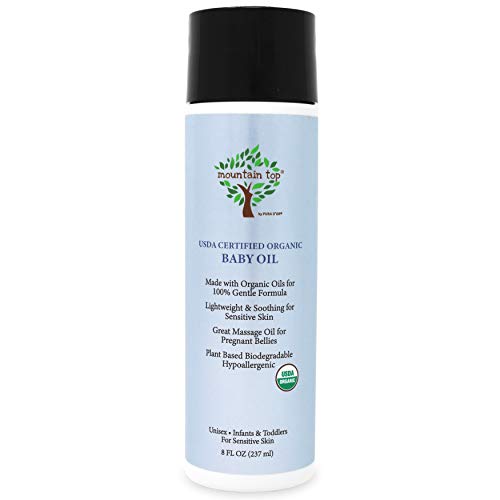 MOUNTAIN TOP Organic Baby Oil (8 fl oz) USDA Certified Organic - Infused with A…