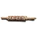 SeaHome Wooden Rolling Pins with Flower Embossing, Paisley Embossed Natural Wood Carved Snowflake Vine Plant Engraved Rolling Pin for Christmas Baking Cookies, Biscuits (38cm / 14.9
