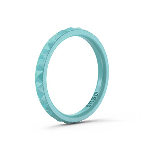 Enso Womens Stackable Silicone Rings, Turquoise Blue 9