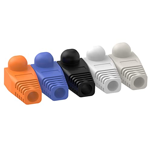 VCELINK RJ45 Cat6 Cat5e Strain Relief Boots 50 Pcs, Ethernet Network Cable Connector Boots Cover Soft Plastic 5-Color