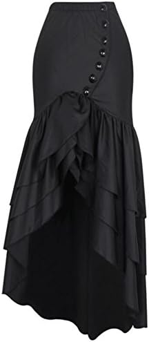 Orlyvrie Elegant Women Long Fashion Skirt Steampunk Gothic Style Skirts Sexy Slim Fishtail Corset Elastic Mermaid Maxi Skirts Black M