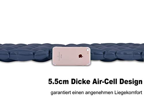 Hikenture® isolerende slaapmat voor trekkers en kampeerders, compact pakvolume, isolerend en ultralicht, opblaasbaar… - Image 6