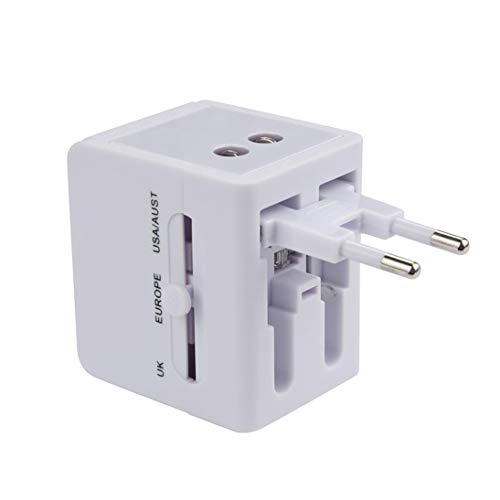 Hot Sale! Travel Adapter,JDgoods World Universal All-in-One Travel Adapter With Dual USB Convertor Wall Plug Power For USA UK EU AUS (White-A)