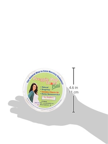 Three Lollies Preggie Pop Drops Plus with Vitamin B6 for Morning Sickness Relief, Sour Raspberry and Lemon, 21 Count