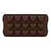 Weite Flexible Heart Shape Chocolate Mold Silicone Candy Mold 15 Ice Cube Tray Silicone Molds Cake Decoration Nonstick Jelly Ice Fondant Sugar Tool (Brown)
