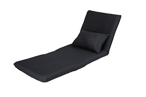 image for Loungie Relaxie Black Linen Flip Chair | 5-Position Adjustable Back | 