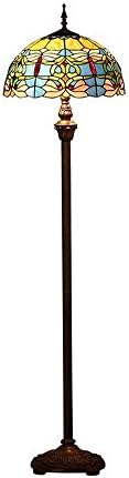 GAOLIQIN European Tiffany-Style Floor Lamp Baroque Stained Glass Standard Floor Lamp Living Room Study Bedroom Iron Art Standing Light E27(Bulbs Not Included) 110-240V