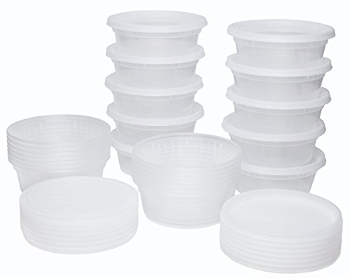 8 oz Plastic Food Storage Containers with Leakproof Lids (24 pack) - Reusable Deli & Restaurant Container - Freezer, Microwave & Dishwasher Safe - BPA Free - Perfect for Meal Prep, Snacks & Even Slime
