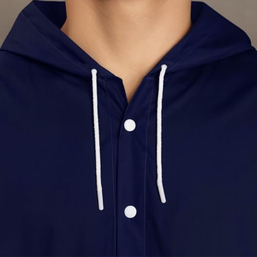 Capa de Chuva Cor Azul Adulto Unissex Com Bolso e Capuz Ajustável Cobre Toda Cabeça Tamanho G Longo Masculino e Feminino Reforçada
