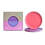 BOBO&BOO Adult-Sized (10inch) Eco Friendly Bamboo Plates for Adults & Kids | 4 Set | Durable Bamboo Dinnerware Set for Home, Picnic & Party Time - BPA Free - Dishwasher Safe - SUNSET