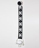 Crystal Dream Holiday Black Crystal Skull Ribbon Festive Unisex Infant Pacifier Clip with Matching Skull Ribbon 8 Inch (RSKB)