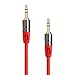 PlugLug - 3.5mm 8 FT Premium Auxiliary Audio Cable (Red) - Male to Male for Headphones, iPods, iPhones, iPads, Home/Car Stereos and More
