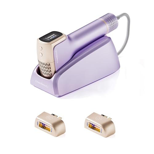 KinseiBeauty T36 Laser Hair Removal with Ice Cooling Painless Hair Removal for Women,10 Energy Levels and 999,999 Flashes, Hair Removal Device for Whole Body with 1*Bikini+1*Face+1*HR Lamp, Purple
