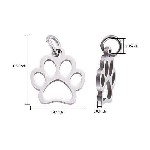 DanLingJewelry 304 Stainless Steel Dog Paw Print Charm Doggy Cat Animal Footprint Pendant for DIY Crafting Bracelet Necklace Jewelry Findings(Stainless Steel Color-10pcs,13 x 12 x 1mm Hole: 4mm) - Thumbnail 4