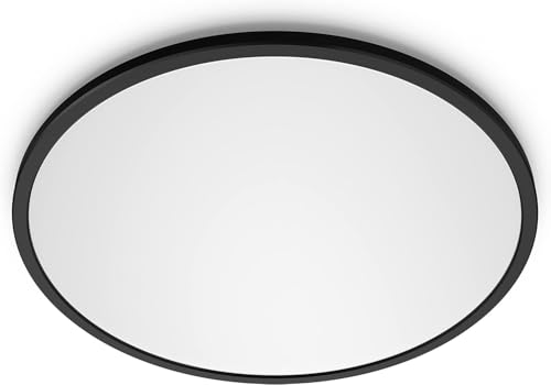 Plafonnier rond à panneau LED SceneSwitch à intensité variable, 3 ambiances différentes, 18W. pour l'éclairage intérieur, le salon et la chambre, noir
