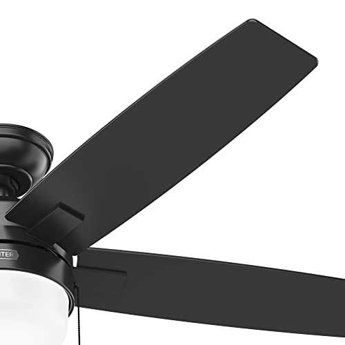Hunter Fan Company 52485 Anisten Bedroom Ceiling Fan with LED Lights, Large Low Profile, Matte Black