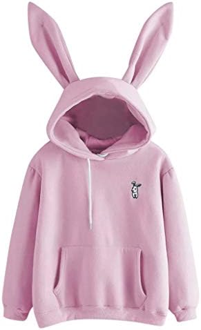 Toamen Womens Hoodies, Clothes Sale Clearance Ladies Fashion Cute Rabbit Ears Long Sleeve Loose Pullover Blouse Hooded Top Sweatshirts Jumper Autumn Winter New