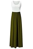Kranda Womens Contrast Sleeveless Tank Top Empire Maxi Long Dress (Small , Army Green)