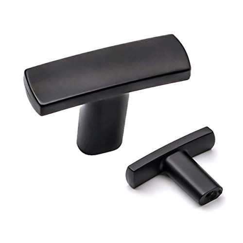 goldenwarm Modern Curved Handle Pull T Knobs 15 Pack LS1003BK Black Dresser Drawer