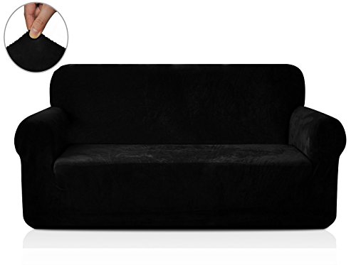 Chunyi 1-Piece Soft and Stretchy Polyester Spandex Fabric Sofa Slipcover(Sofa, Black)