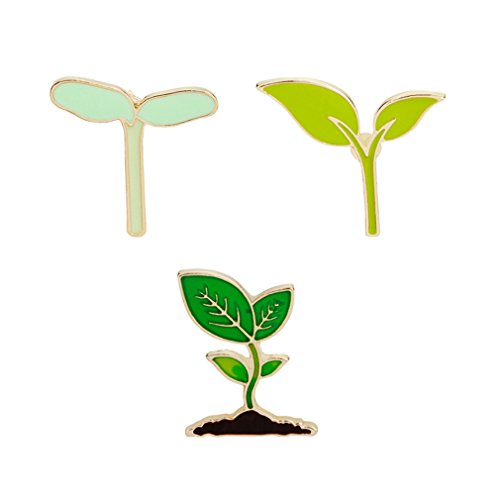 GUAngqi 3 Pcs/Set Leaves Plant Bean Sprouts Enamel Brooch Collar Pin Cartoon Brooch Pin Badges for Clothes Bags Backpacks