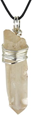 Kit Johnson Designs Golden Healer Lemurian Quartz Pendant, 1 7/8, Wire Wrapped, Cord 22"