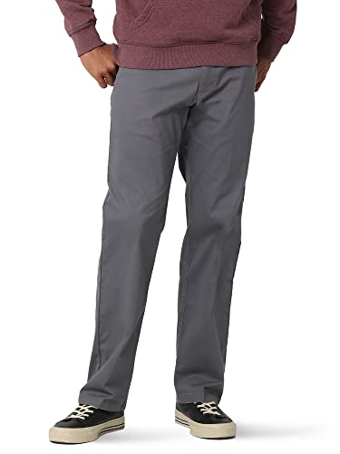 Lee Men's Extreme Motion Flat Front Regular Straight Pant Painter Gray 34W x 32L