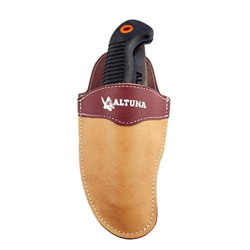 Altuna Pruner Scabbard Holster Pouch | Brown and Beige Genuine leather sheath | Case for Garden Tools and Pruning Shears Scissor | Spanish Quality