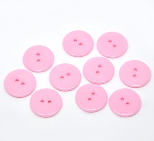 100 Pink Round 23mm Resin Buttons with 2 Sewing Holes. for Clothes Making, Art, Scrapbooking, and Many Other Crafts — image 1