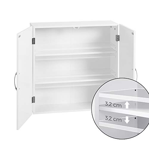 VASAGLE BBC320W01 Scandinavian Style Bathroom Cabinet with 2 Adjustable Shelves 60 x 18 x 60 cm Matt White