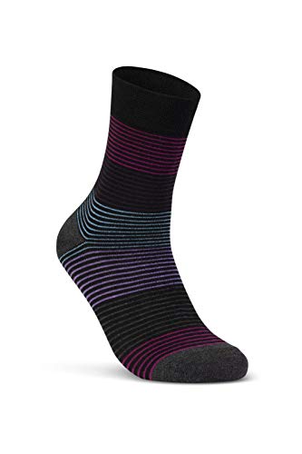 6-oder-12-Paar-Damen-Socken-Ringel-Baumwolle-Komfortbund-Bunt-Geringelt