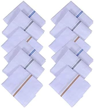 Handkerchief’s set for men’s 100% cotton soft White Plain Premium luxury Essential [45x45 cms] pack of by Kazzel