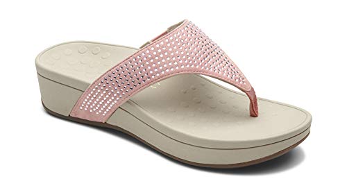 Vionic Women's Naples Platform Sandal - Toe Post Sandals with Concealed Arch Support Blush 8 M US