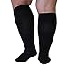 Mojo Compression Socks for Women and Men 20-30mmHg Wide Calf - Plus Size Opaque Compression Support Stockings for Nursing, Varicose Veins Circulation - Black, 3X-Large - AB201
