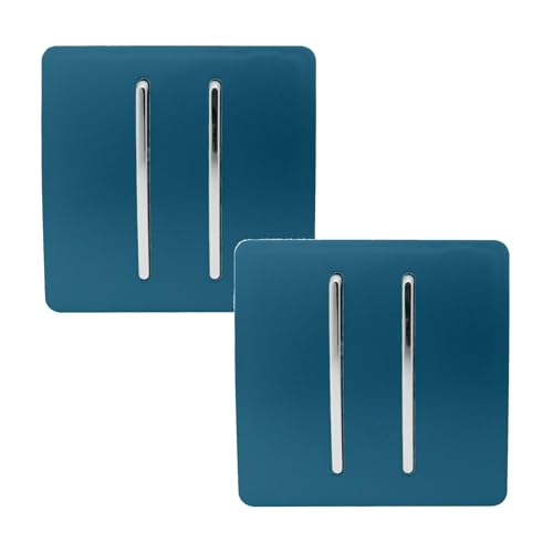 Trendi 2 Gang 2 Way Artistic Modern Glossy 10 Amp Rocker Tactile Light Switch Midnight Blue (Pack of 2)