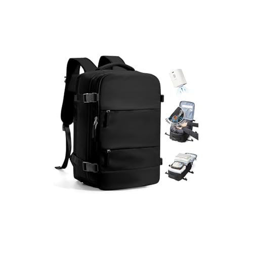 SZLX Large Travel Backpack Women, Vacuum Backpack with Pump Ryanair Hand Luggage 40 x 30 x 20 cm, Wizzair Hand Luggage 40 x 30 x 20 Waterproof Daypack Fit 14 Inch Laptop with Shoe Compartment and Laptop Compartment