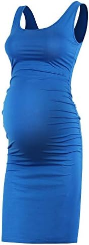 QUNISY Women's Sleeveless Maternity Tank Dress Ruched Side Bodycon Pregnancy Casual Dresses Knee Length
