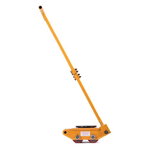 OrangeA Industrial Machinery Mover 6T+2X2.5T Capacity Machinery Moving Skates w/Steel Rollers Cap 360 Degree Rotation Machinery Mover Dolly with 39 Inch Push Rod (11T)