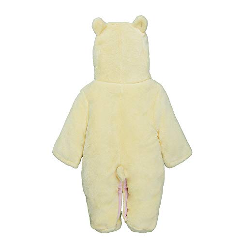 Sharemen Baby Boys Girls Thicker Grid Jumpsuit Hoodie Romper Outfit Bodysuit (12-18 Months, Yellow)