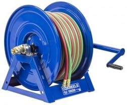 Dual Hose Air Motor Welding Reel for oxy-acetylene & "T" grade: 3/8" I.D., 250' hose capacity, less hose, 200 PSI