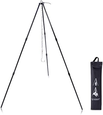 トライポッド キャンプ 焚き火 三脚 Lefon 高さ調節可能 安定感抜群 3段ネジ式 コンパクト 軽量 折り畳み式 収納バッグ付き