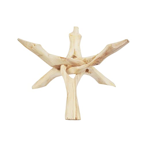 Indian Consigners Cobra Wooden Tripod Stand (Natural, 8 Inches)